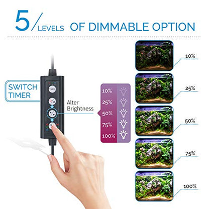 hygger Advanced LED Aquarium Light with Timer, 24/7 Lighting Cycle & DIY Mode, Full Spectrum Fish Tank Light for 18-24 in Freshwater Planted Tank - size: 18"- 24"