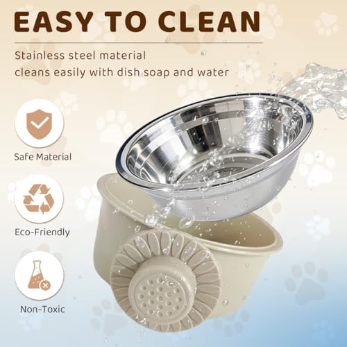2Pcs Pets Lightweight Stainless Steel Bowl,Removable Stainless Steel Pet Hanging Food Water Feeder Bowl for Puppy Dog Cat Rabbit Ferret Bird Gunea Pigs (Gray-Small) - size: Gray-Small