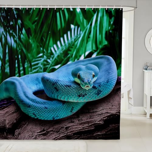 Feelyou Snake Waterproof Shower Curtains Wildlife Decor Curtains with Hooks 3D Snake Print Fabric Bathroom Shower Curtain Wild Animal Home Decorative Curtain 72 x 72 Inches - color: Multi 22, size: 72"W x 72"L (Pack of 1)