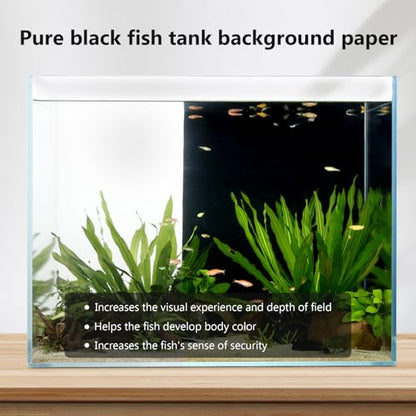 Aquarium Background Paper Decor Fish Tank Backdrop Wallpaper Electrostatic Adhesive, No Glue, Easy to Install, Reusable (17.7“H×47.2”L, Black) - size: 17.7“H×47.2”L
