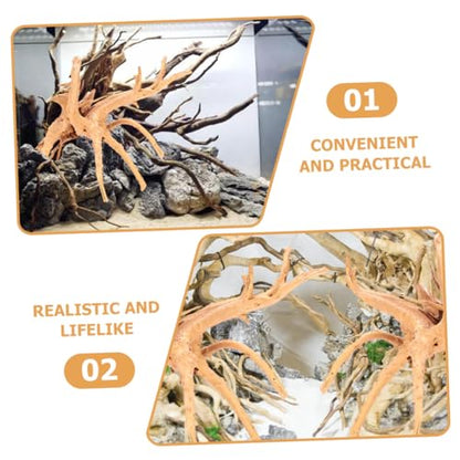 POPETPOP 2pcs Natural Aquarium Decor Driftwood Ornaments for Fish Tanks and Reptile Terrariums Safe Wood Decorations for Aquatic and Garden Display
