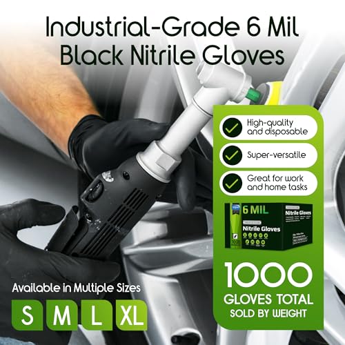 Inspire Black Nitrile Gloves HEAVY DUTY 6 Mil Nitrile Chemical Resistant Medical Cooking Cleaning Disposable Black Gloves - size: XL, style: Black 6mil Case of 1000