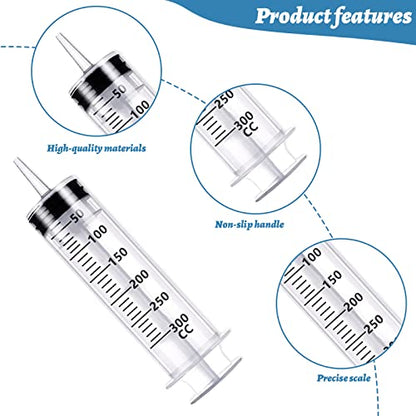 Large Feeding Syringe, 300 ML Plastic Pet Feeding Syringe Pet Nursing Syringe Feeding Tool for Liquid, Measuring, Scientific Labs, Glue Dispensing, Feeding and Measuring