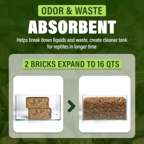 Coconut Chips Substrate, 2 Bricks, 2.2 lb Reptile Bedding, 15 qt | Expands to 15 qt, two coconut husk bricks, terrarium bedding for reptiles, orchid bark, tropical plant mulch - size: 2.2 Lbs (Pack of 2 - 1.1 Lbs Each)