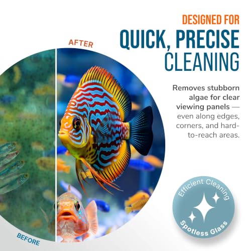 FLIPPER Platinum Hand Algae Scraper – Aquarium Glass and Acrylic Cleaner with Precision Scraper Design, Fish Tank Cleaning Tool for Freshwater & Saltwater Aquariums (28” Rigid Shaft) - size: 28 Inches