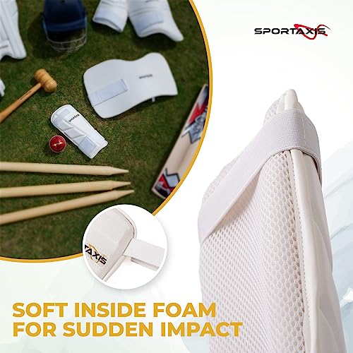 SPORTAXIS Cricket Arm Guard - Dual Strap, Soft Inside Foam, Maximum Protection - White, Essential Cricket Gear for Confident and Stylish Play – Useful for Long Practice & Playing Sessions