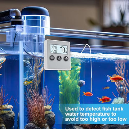 Relaxweex 3 Pack Refrigerator Thermometer Freezer Alarm Digital Thermometer with Sensor, High and Low Alarm Memory Function for Freezer Fridge Kitchen Aquarium(White)