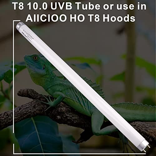 Aiicioo T8 UVB Reptile Light - 10.0 15W Reptile Fluorescent Light Bearded Dragon Desert UVB Bulb 18 inch 15 watt for Chameleon Tortoise Reptile and Amphibian - style: T8 Tube-15W 10.0