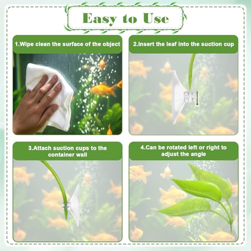 4 PCS Crested Gecko Hide, Reptile Leaf Platform with Suction Cups, Turtle Tank Decorations Tree Frog Terrarium Accessories Aquarium Landscaping Decoration Turtle Tank Decor
