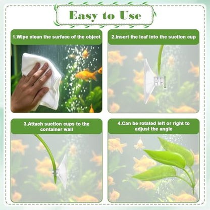 4 PCS Crested Gecko Hide, Reptile Leaf Platform with Suction Cups, Turtle Tank Decorations Tree Frog Terrarium Accessories Aquarium Landscaping Decoration Turtle Tank Decor