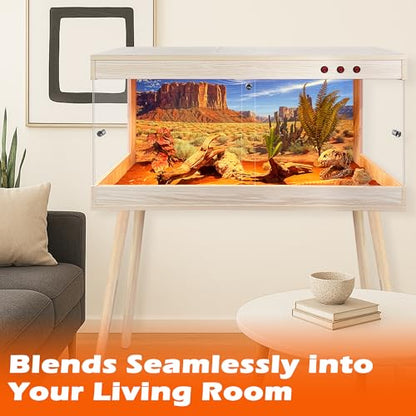 ROYXEN Reptile Tank 64 Gallon, Bearded Dragon Tank with Leg Stand, Tempered Glass Reptile Enclosure, Lizard Tank for Chameleon, Lizard Habitat (Oak,40 Length Inch) - color: Oak, size: 40"x20"x19.5"