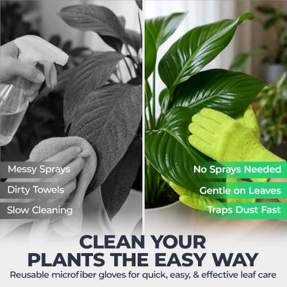 Flora Microfiber Dusting Gloves for Houseplants –Save Your Plants from Hidden Killers–Ultra-Gentle Microfiber