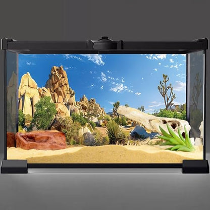 AWERT 36x18 inches Reptile Habitat Background Stone Blue Sky Oasis Cactus Sun and Desert Terrarium Background Polyester Background | AWERT Blue Sky Oasis Sun and Desert Polyester Background - size: 36x18in/90x45cm