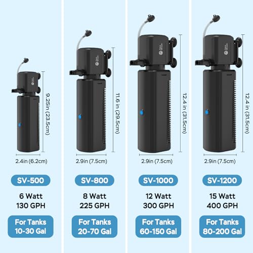AquaMiracle Fish Tank Filter with Timer & Filter Sponge, 225GPH U - V Aquarium Filter with Aeration & Rainfall Modes, Effective Turtle Filter for Green Water Control (20-70 Gal Tank)