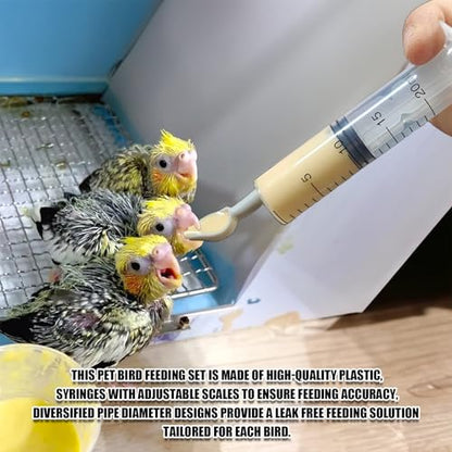 Baby Bird Feeding Syringe Set, Small Pet Parrot Feeding Tubes for Birds, Hand Feeding Tubes Kit Parrot Feeder Food Feeding & Watering Supplies for Small Pet Baby Birds (20ML+50ML) - color: 20ML+50ML