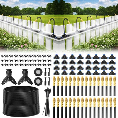 Pro-Series Drip Irrigation System, 200FT 1/4" Garden Watering System with 32pcs 360° Bendable Copper Nozzles, Leak-Free Quick-Connect Misting Sprinkler Kit for Patio, Raised Beds, Yard, Greenhouse - size: 200FT