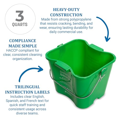 San Jamar Kleen-Pail Pro, Bucket with Handle for Cleaning Products in Commercial and Home Setting, 3 Qts, 1 Count, Green - size: 3 Quarts