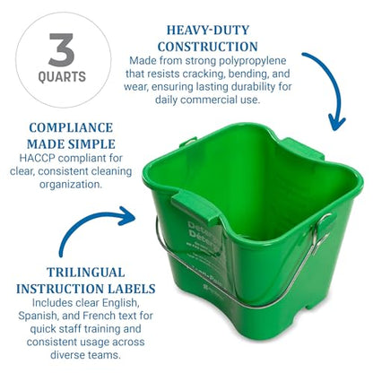 San Jamar Kleen-Pail Pro, Bucket with Handle for Cleaning Products in Commercial and Home Setting, 3 Qts, 1 Count, Green - size: 3 Quarts