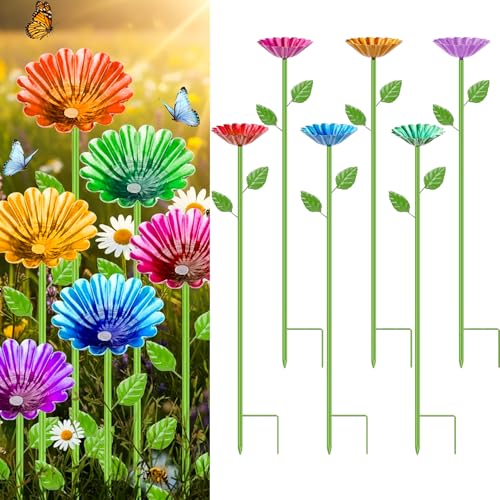 Bee Watering Station for Garden, Metal Bee Bath & Butterfly Feeders, Outdoor Insect Drinking Waterer Stakes, Colorful Flower Watering Station Garden Decor Gift for Gardeners (6PCS) - color: 6PCS