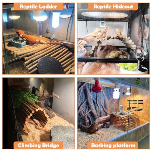 Hamiledyi Extra Large Tortoise Hide 20"x 11.8" Wooden Reptile Hides Large Snake Hide Turtle Hut Bendable Climbing Bridge Wood Tunnel Turtle Hideout for Ball Python Bearded Dragon Chameleon Lizard - size: XL-19.7 x 11.8 -3 PACK