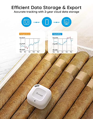 Govee Smart Bluetooth Thermometer Hygrometer H5074, Mini Humidity Sensor | Monitor temp/humidity with alerts, 262ft range. Export 2-yr data, precision sensor, portable. For greenhouse & incubators