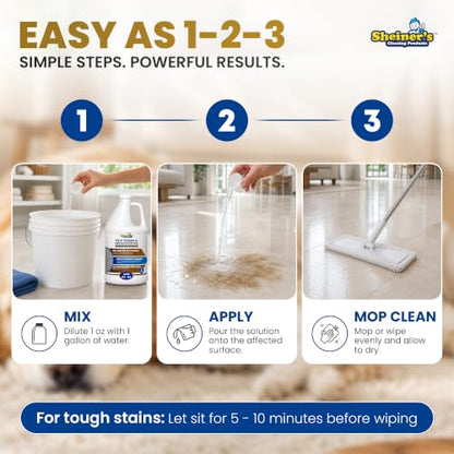 Sheiner's Pet Urine Enzyme Cleaner & Pet Stain & Odor Remover, Advanced Enzymatic Cleaner Solution for Carpets, Rugs, Upholstery & Multi-Surfaces, Safe for Pets & Kids. (128 oz) - size: 128 Fl Oz (Pack of 1)