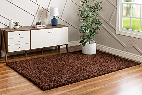 Unique Loom Solid Shag Collection Area Rug (1' Square, Chocolate Brown) - color: Chocolate Brown, size: 1' x 1' (Square)
