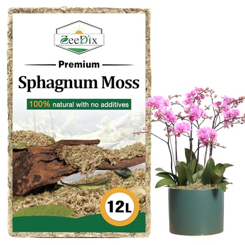 12L Premium Sphagnum Moss for Plants Indoor, New Zealand Sphagnum Moss for Orchid Potting Mix Terrarium Succulent Carnivorous Ferns Hosta Garden & Reptile Habitat