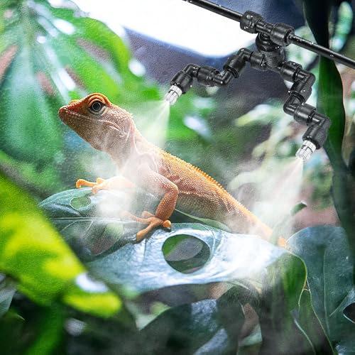 CozyCabin 4Pcs Double Reptile Mister Nozzles, 1/4'' Reptile Misting Spray Nozzle 360 Degree Adjustable Detachable Nozzle - Fine Mist Fogger for Terrarium, Aquarium Rainforest - size: 4pcs Dual Head