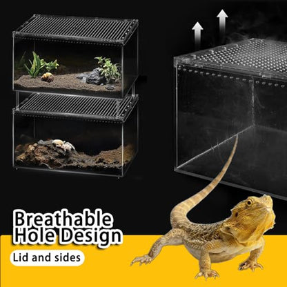 Insect breeding Box Reptile Feeding Box, Waterproof Enclosure Enclosure for arboreal Tarantula Scorpion Sling Lizards Snake Gecko Jumping Spider Snail Isopods, Reptile breeding Box (8x6x4 Inch) ﻿