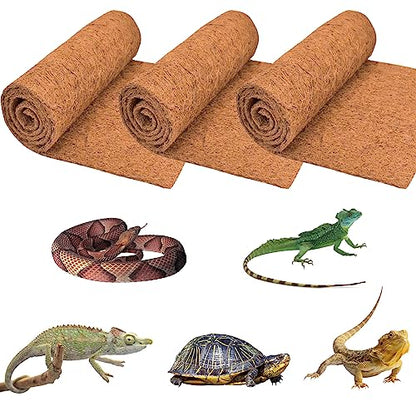 3 Rolls Reptile Carpet 18x24 Inch Coconut Fiber Mat for Tank Bedding | Natural Coconut Fiber Reptile Carpet Liner Flooring, Absorbent & Reusable For Bearded Dragons, Tortoises, Lizards & Geckos - size: 3 Pcs (18X24in)