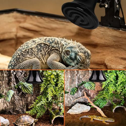 BNOSDM Reptile 100W Ceramic Heat Emitter,2 Pack Reptile Heat Lamp Bulbs,Ceramic Heat Lamp,Brooder Coop Heater for Amphibian Turtle Lizard Chicken - color: Pack of 2/Black, size: 100 Watts