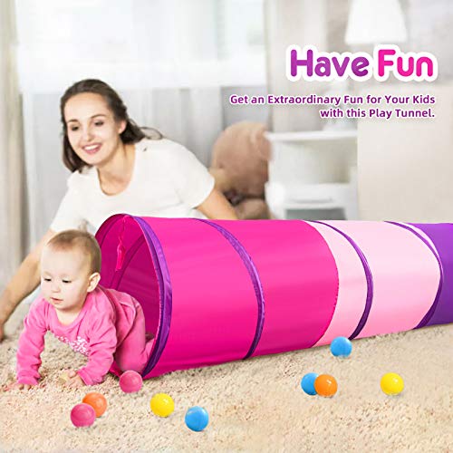 PigPigPen Kids Tunnel for Toddlers,Pop Up Play Tunnel Tent for Babies or Dogs, Indoor & Outdoor Toys for Kids Backyard Playset - style: Red,pink,purple play tent