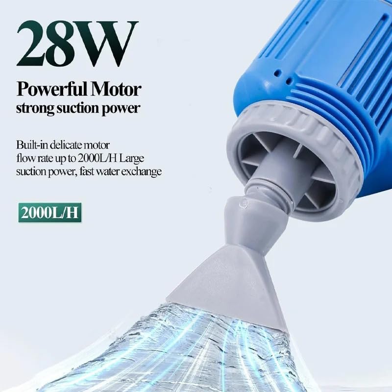 SakerPlus Electric Aquarium Gravel Cleaner with Filter, Upgraded 6-in-1 Automatic Water Changer & Sand Washer, 2000L/H Adjustable Flow for Freshwater & Saltwater Fish Tank Cleaning