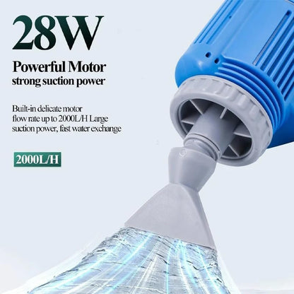 SakerPlus Electric Aquarium Gravel Cleaner with Filter, Upgraded 6-in-1 Automatic Water Changer & Sand Washer, 2000L/H Adjustable Flow for Freshwater & Saltwater Fish Tank Cleaning