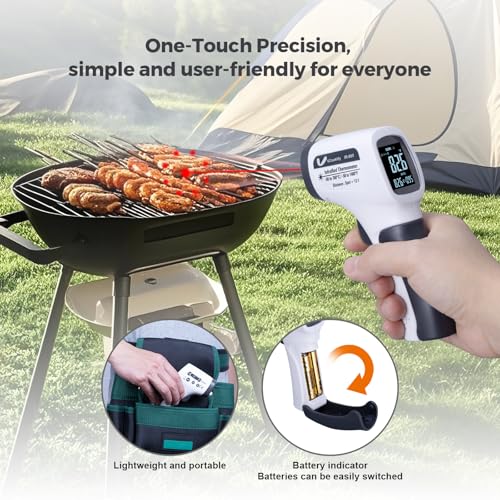 Temperature Gun for Meat,Automotive Infrared Thermometer Gun with Ring Laser DS12:1,Digital Thermal Gun with Adjustable Emissivity&High/Low Alarm,-58~1400℉IR Temp Gun for Engine,Brakes&HVAC - color: Gray