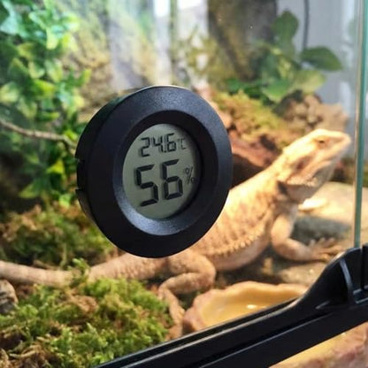 4-Pack Reptile Thermometer and Humidity Gauge, Round LCD Digital Hygrometer for Reptile Tank, Terrarium, Greenhouse, Indoor Home Monitoring
