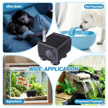 GOZILLA Mini Submersible Water Pump, Ultra Quiet Pump (5W,300L/H,79GPH) for Terrarium, Aquarium,Fish Tank,Tabletop Fountain and Pet Fountain. - color: Submersible Pump