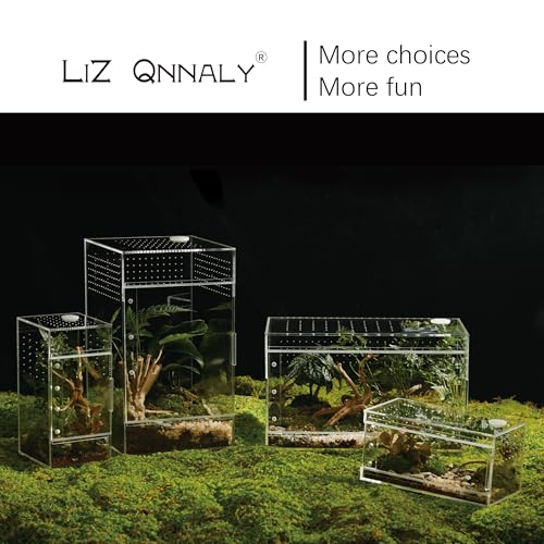 Acrylic Terrarium for Reptiles & Spiders – Small/Medium/Large Leak-Proof Enclosure (Horizontal/Vertical) | Ideal for Tarantulas, Jumping Spiders, Frogs & Geckos(Large, Vertical) - size: Large