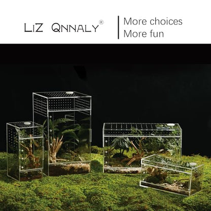 Acrylic Terrarium for Reptiles & Spiders – Small/Medium/Large Leak-Proof Enclosure (Horizontal/Vertical) | Ideal for Tarantulas, Jumping Spiders, Frogs & Geckos(Large, Vertical) - size: Large