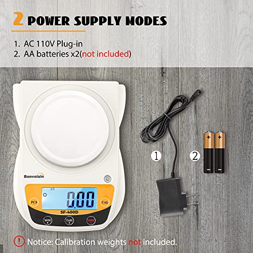 Digital Lab Scale 600g x 0.01g Precision Electronic Scale LCD Display Analytical Balance Jewelry Scale Scientific Scale 0.01g Accuracy - color: White