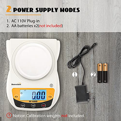 Digital Lab Scale 600g x 0.01g Precision Electronic Scale LCD Display Analytical Balance Jewelry Scale Scientific Scale 0.01g Accuracy - color: White