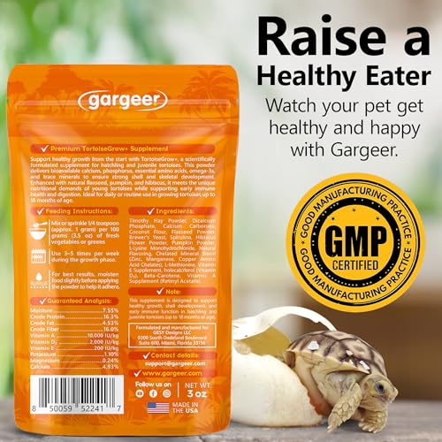 3oz Tortoise Juvenile Growth Support Supplement | Made in USA | Specially formulated for tortoises up to 18 months! Bioavailable chelated minerals, D3 & flaxseed for healthy growth