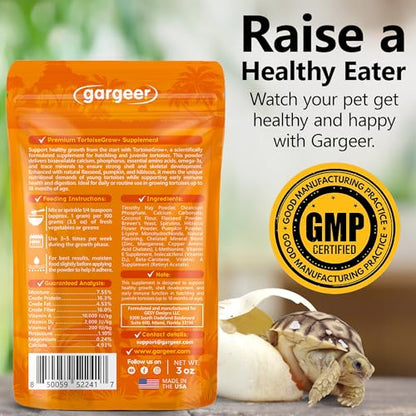 3oz Tortoise Juvenile Growth Support Supplement | Made in USA | Specially formulated for tortoises up to 18 months! Bioavailable chelated minerals, D3 & flaxseed for healthy growth
