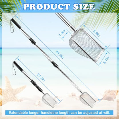 POILKMNI New Upgraded 2 Pcs Shark Tooth Sifter with Seashell Bags, Beach Sand Sifter, Sand Scoop Shell Scooper for Beach Scoop Shovel Sifter Tool for Picking Up Shells, Shark Tooth Sifter Dipper - color: Black