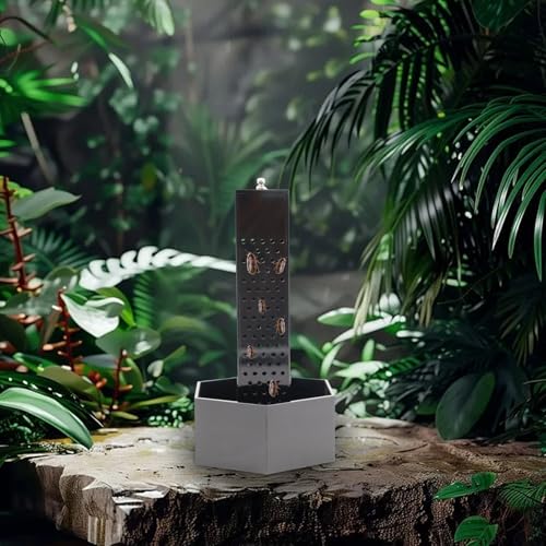 Chameleon Feeding Bowl, Hanging Black Acrylic Bearded Dragon Feeder with Column for Insects to Climb, Reptile Tank Aquarium Accessories for Lizard Lguana Gecko Toad Frog - color: Black