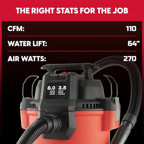 Vacmaster VCM811PF 1101 8-Gal 3.5 Peak HP Wet/Dry Vac Red - size: 8-Gallon