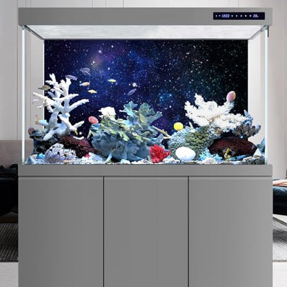 24x16 inches Galaxy Aquarium Backdrop Blue Starry Sky Fish Tank Background | AWERT Universe Space Nebula Stars Terrarium Background - size: 24x16in/60x40cm
