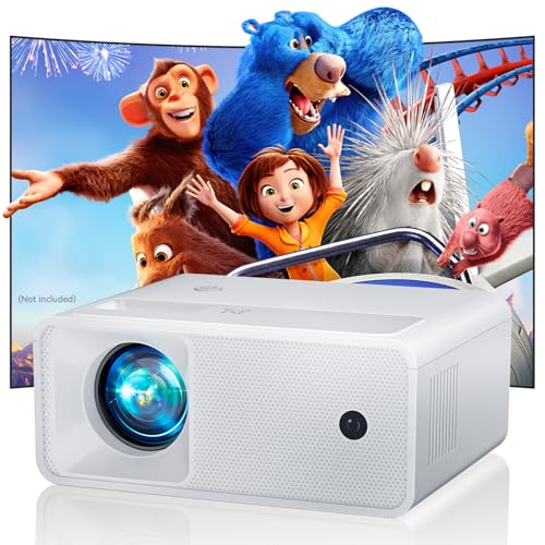 Portable Mini Projector White, 2025 Upgraded Full HD 1080P Projector, Movie Projector Compatible with iOS/Android Phone/Tablet/Laptop/PC/TV Stick/Box/USB - color: White