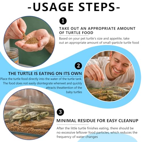 Baby Tortoise Food with Fish & Krill Meal, Spirulina & Astaxanthin | Enhanced with Calcium & Vitamins for Hatchlings & Young Sulcata, Leopard, Russian & Hermann's Tortoises (7 oz)
